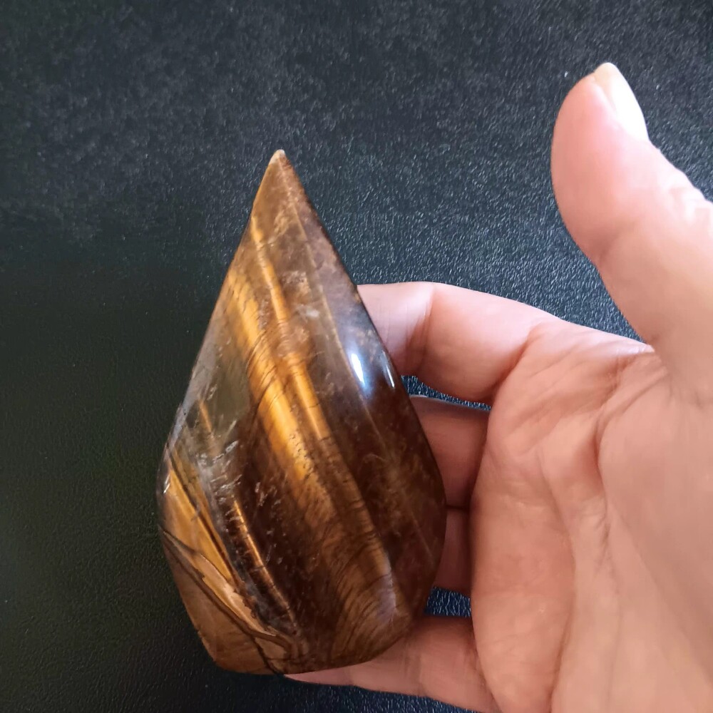 Natural Tigers Eye Flame Crystal Polished Brown Chatoyant Stone